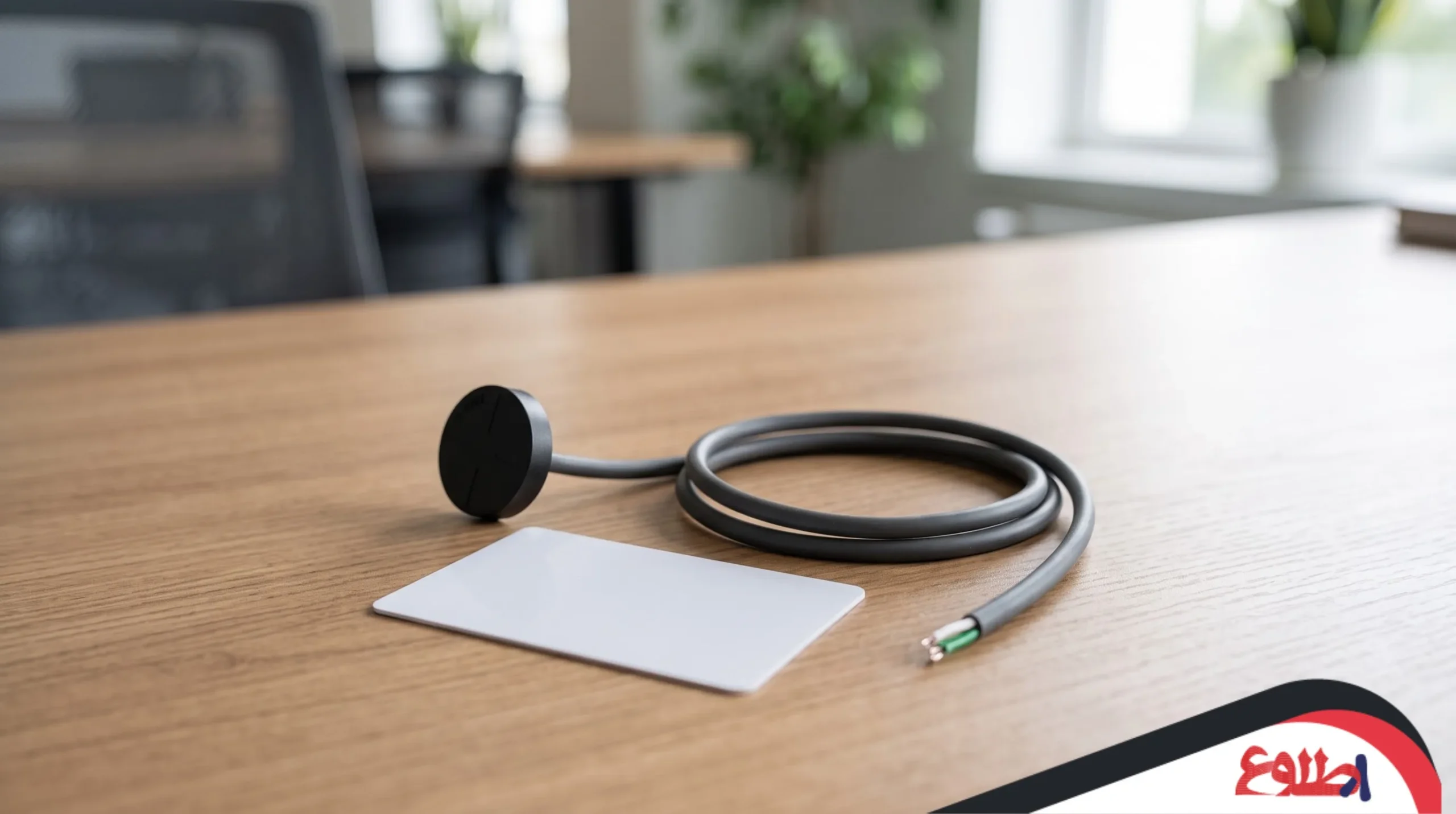 تجهیزات شناسایی راننده با RFID شامل کارت و ریدر سیمی روی میز